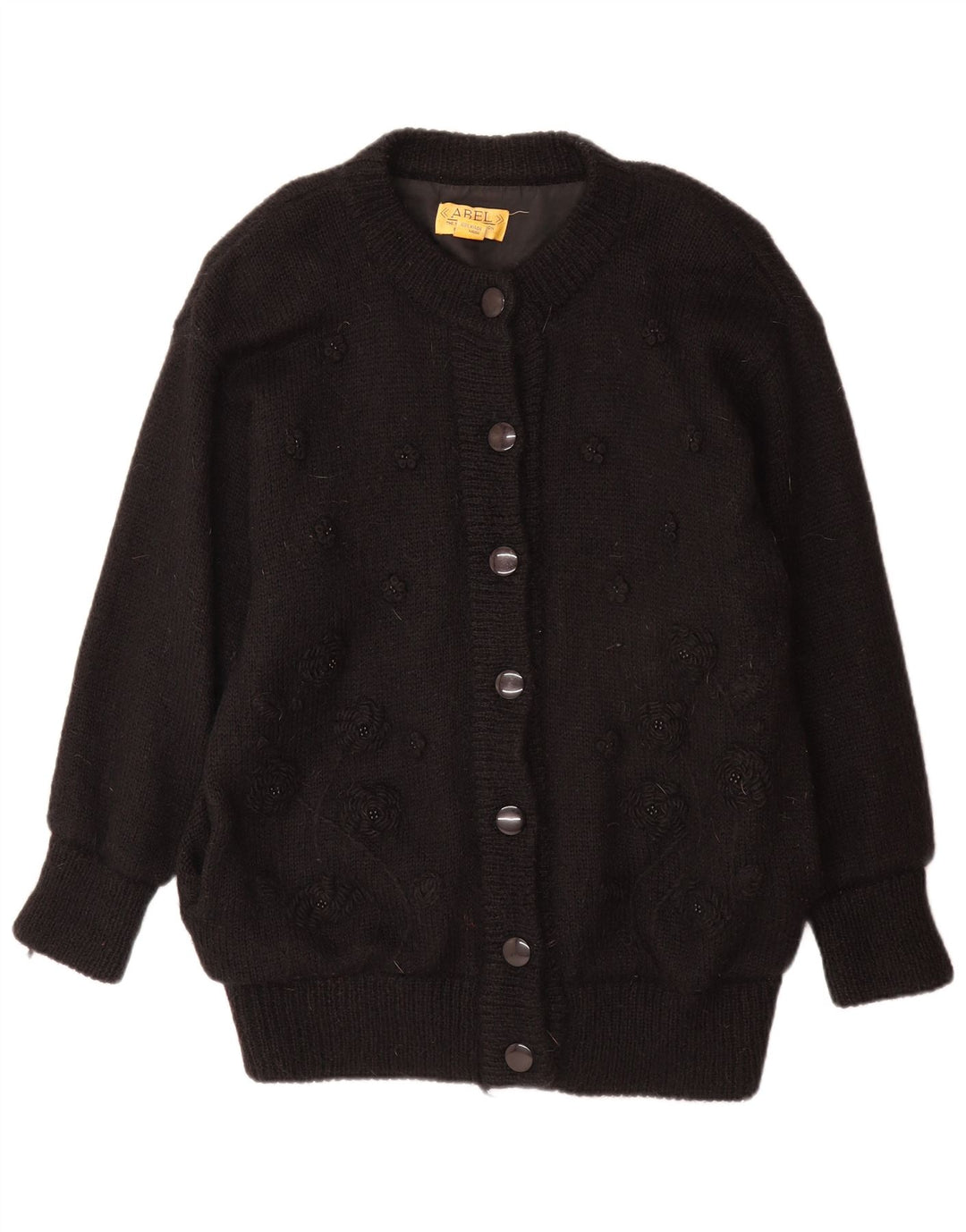 Maglione cardigan da donna ABEL taglia unica in lana floreale nera
