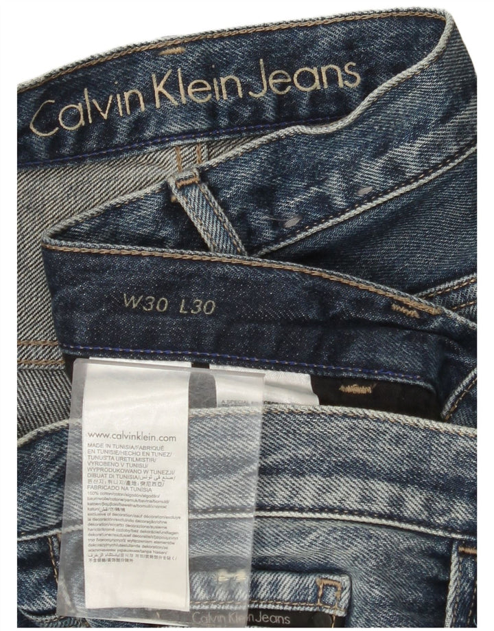 CALVIN KLEIN Jeans dritti da uomo effetto vissuto W30 L30 cotone blu