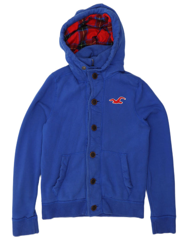 Maglione con cappuccio e zip da uomo Hollister in cotone blu medio