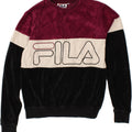 FILA Womens Oversized Graphic Sweatshirt Jumper UK 2 2XS Maroon Vintage Fila and Second-Hand Fila from Messina Hembry 