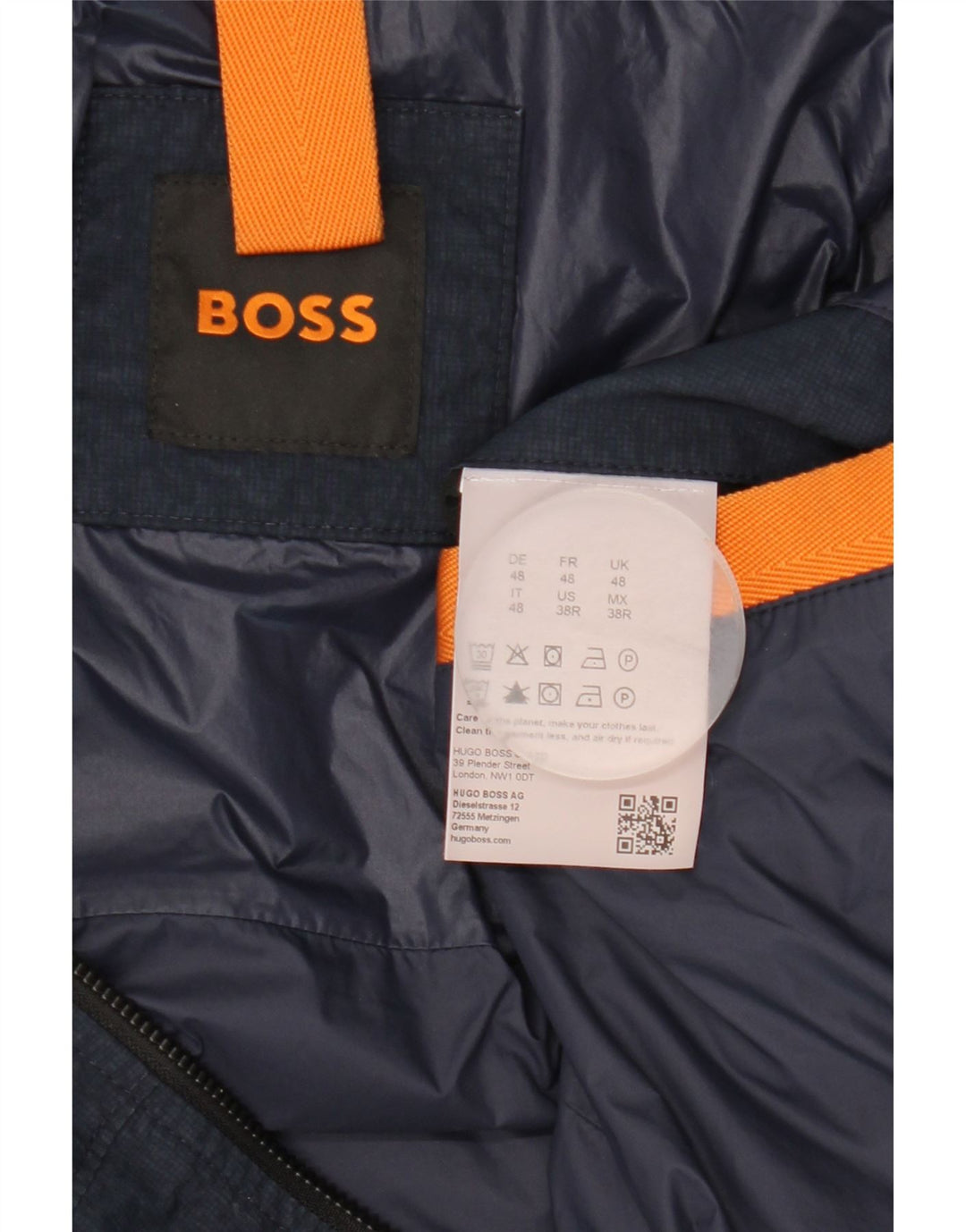 Giubbotto bomber con cappuccio da uomo Hugo Boss EU 48 medio blu navy in poliammide