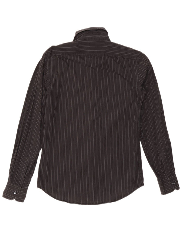 Camicia slim fit da uomo Calvin Klein taglia 38 15 cotone gessato nero medio