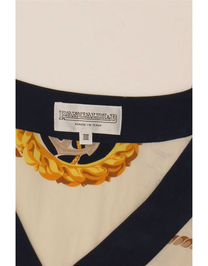 Pancaldi & B Camicetta grafica da donna Top UK 12 Medio Bianco sporco