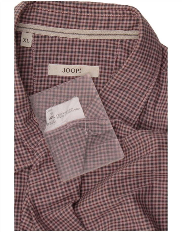Camicia da uomo JOOP XL in cotone a quadri rosa
