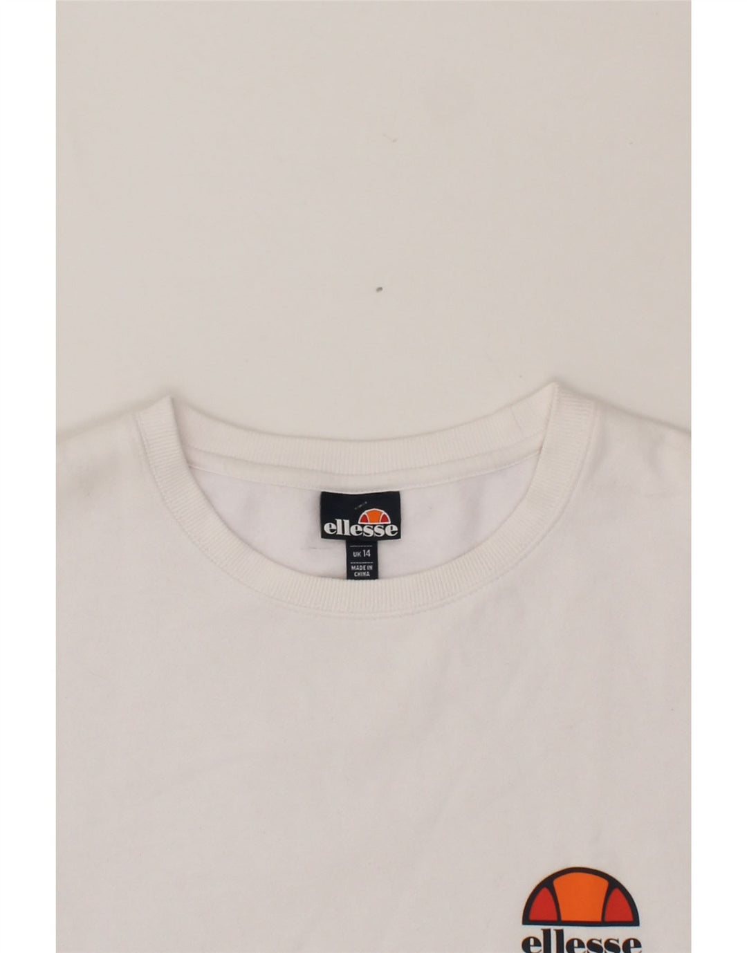 ELLESSE Womens Sweatshirt Jumper UK 14 Large White Cotton Vintage Ellesse and Second-Hand Ellesse from Messina Hembry 