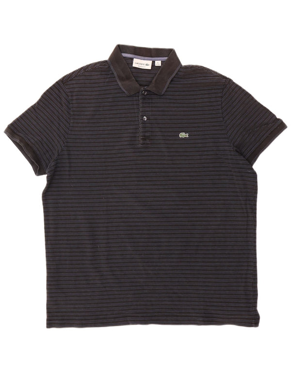 Polo Lacoste da uomo vestibilità regolare taglia 7 2XL cotone gessato nero