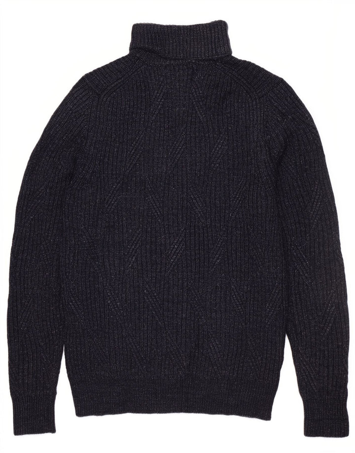 Maglione maglione a collo alto da uomo Marks & Spencer medio blu navy screziato