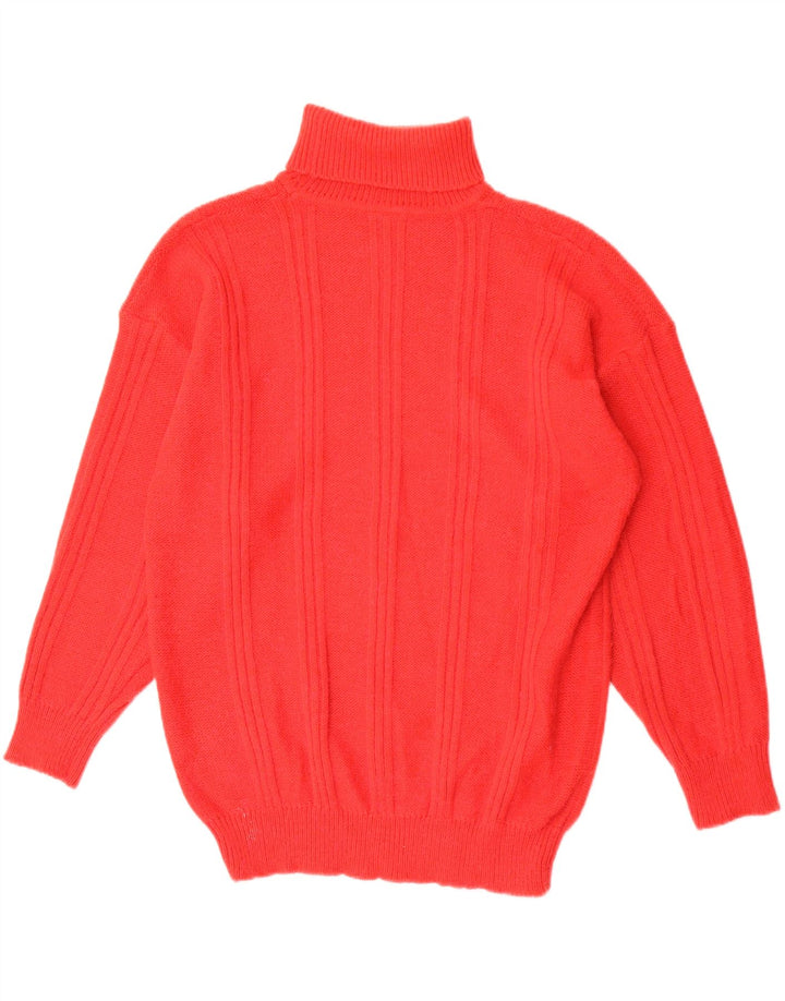 Maglione maglione vintage da uomo con collo alto XL rosso acrilico