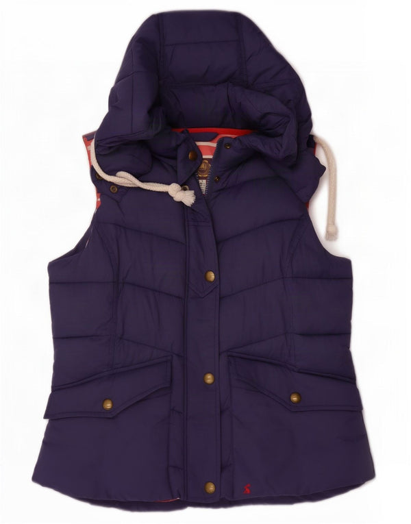 Joules Gilet imbottito con cappuccio da donna UK 14 Large Blu Navy Colourblock
