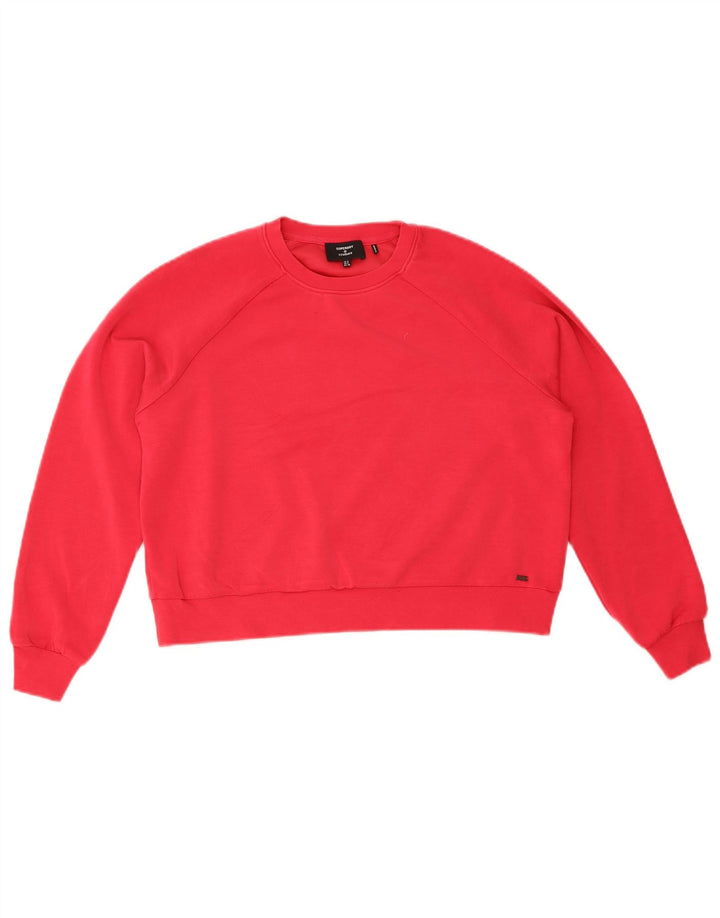 Felpa oversize corta da donna Superdry, maglione UK 8 Small, poliestere rosso