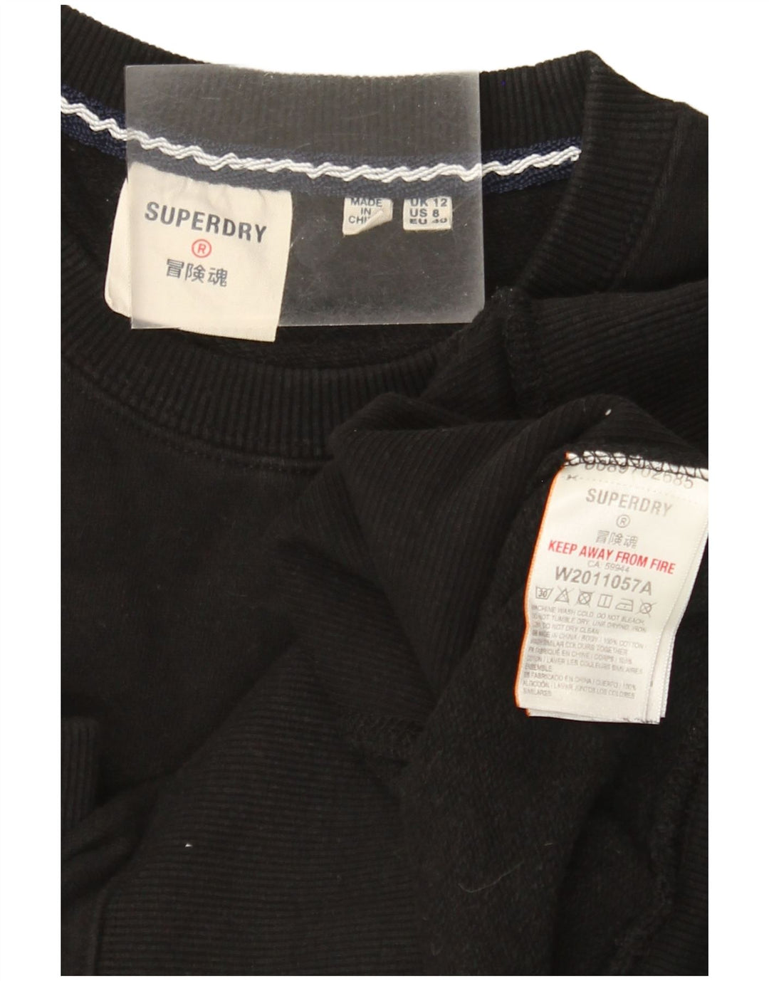 Felpa con grafica da donna Superdry Maglione UK 12 Medium Black Colourblock