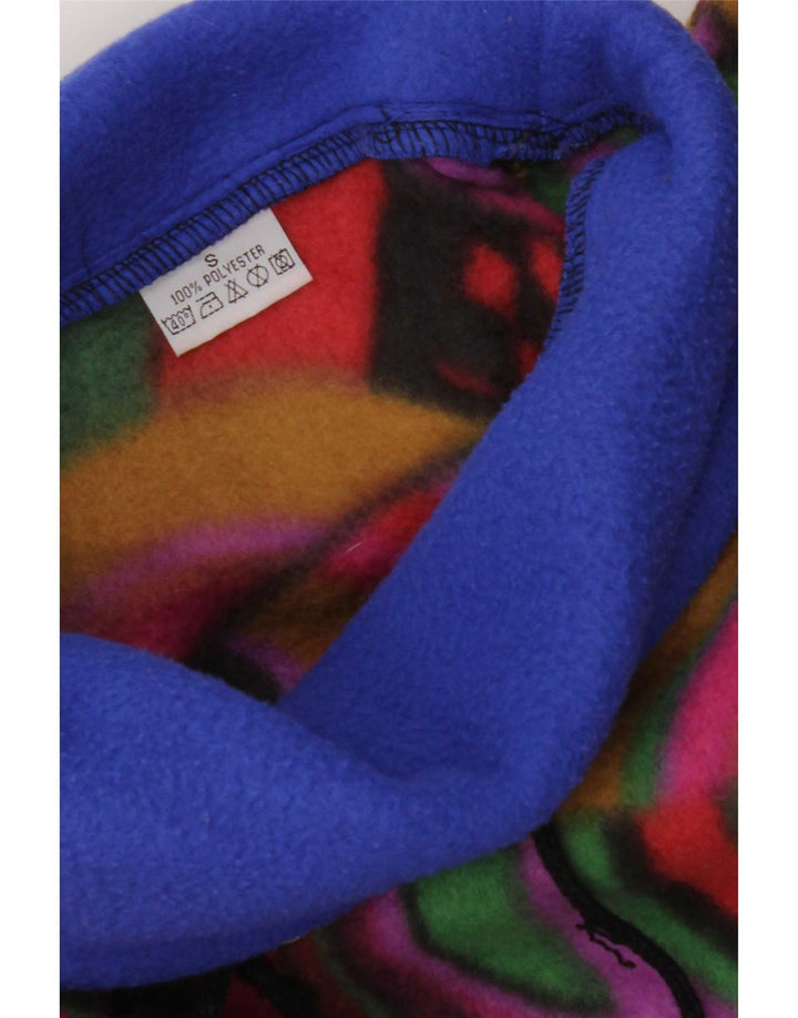 Maglione in pile vintage da uomo, vestibilità ampia, piccolo geometrico multicolore