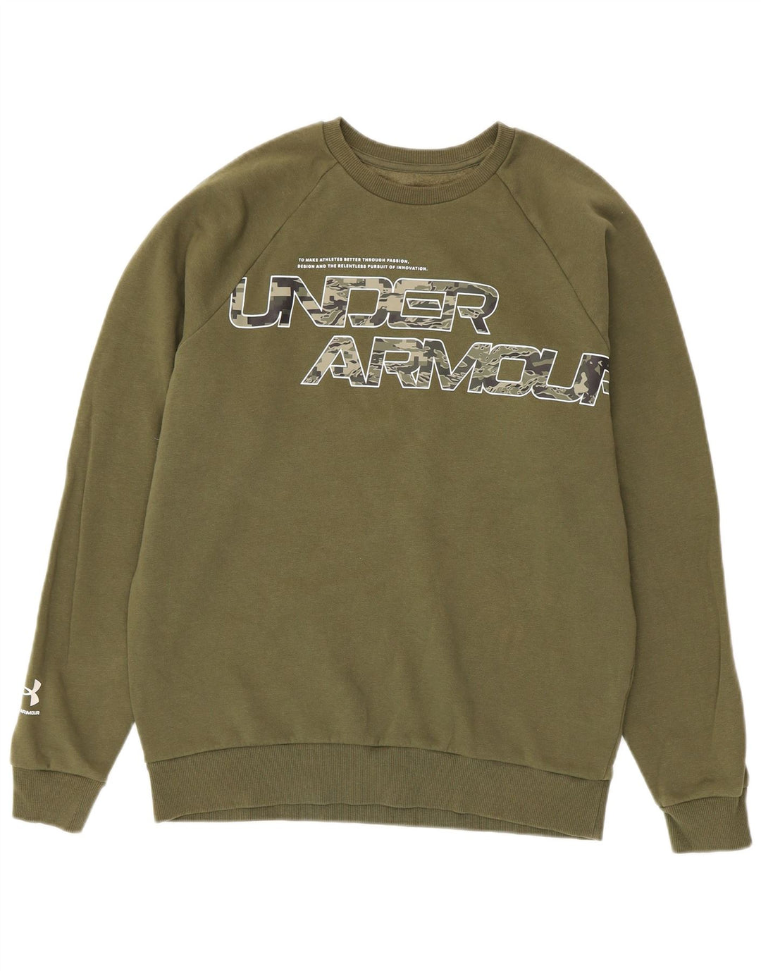 Felpa grafica da uomo Under Armour, maglione medio, cotone kaki