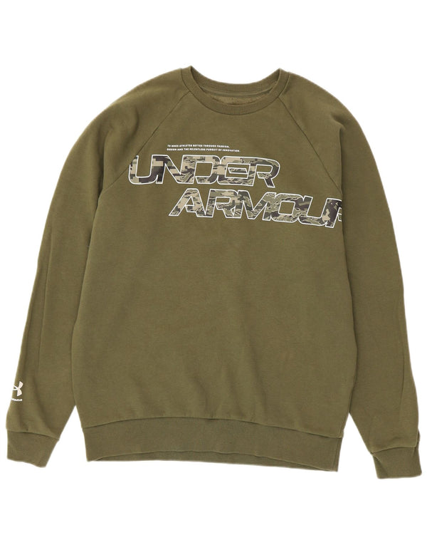 Felpa grafica da uomo Under Armour, maglione medio, cotone kaki