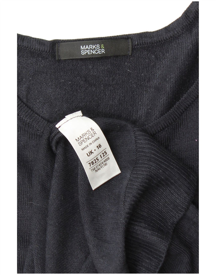 MARKS & SPENCER Womens Crew Neck Jumper Sweater UK 16 Large  Navy Blue