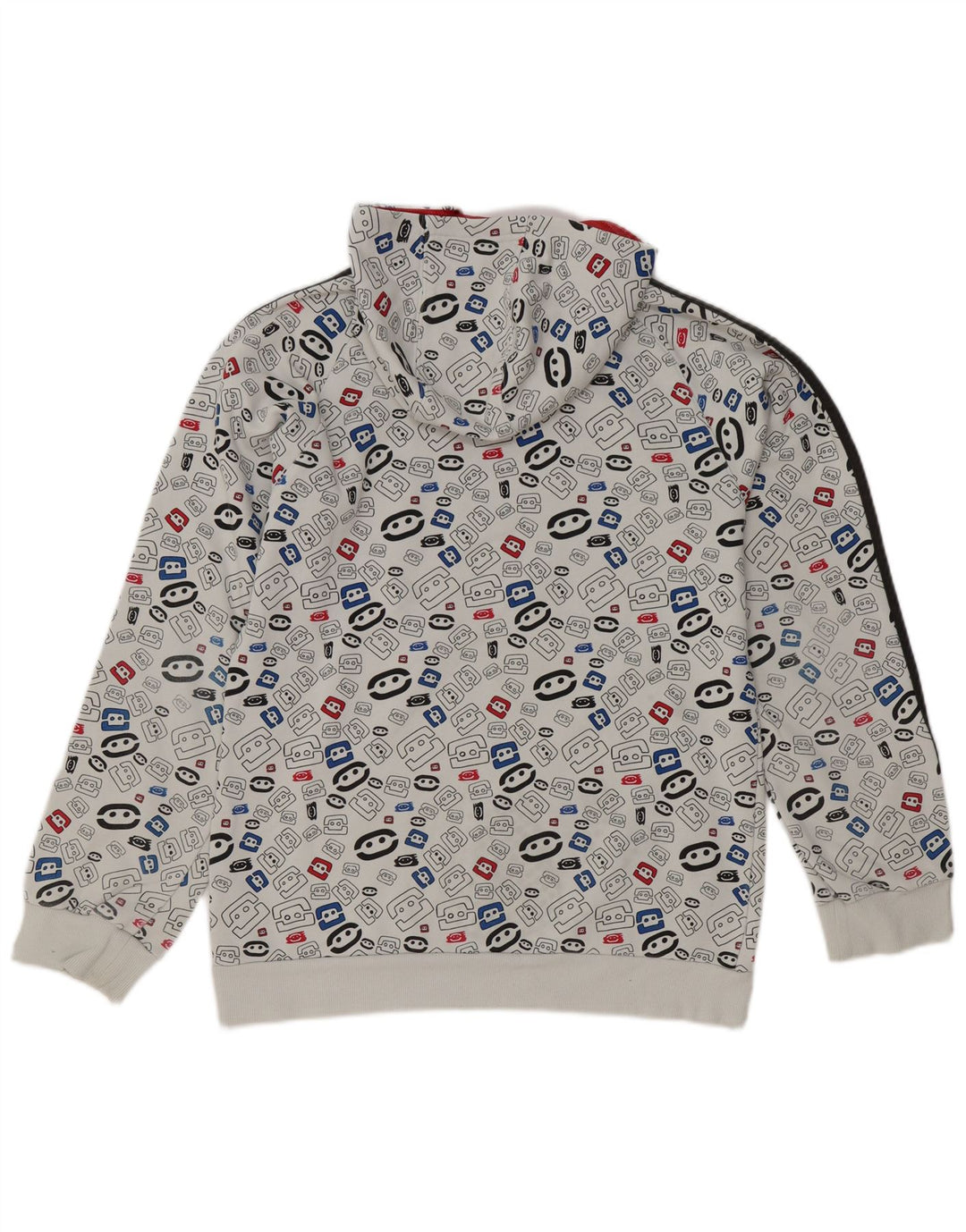 Felpa con cappuccio Adidas da ragazzo con motivo astratto 15-16 anni Bianco geometrico