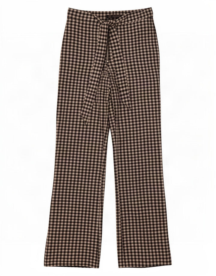 Pantaloni casual svasati da donna Zara piccoli W26 L26 poliestere a quadretti neri