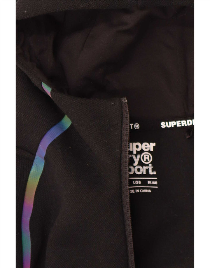 Felpa con cappuccio e zip grafica da donna Superdry UK 12 poliestere nero medio