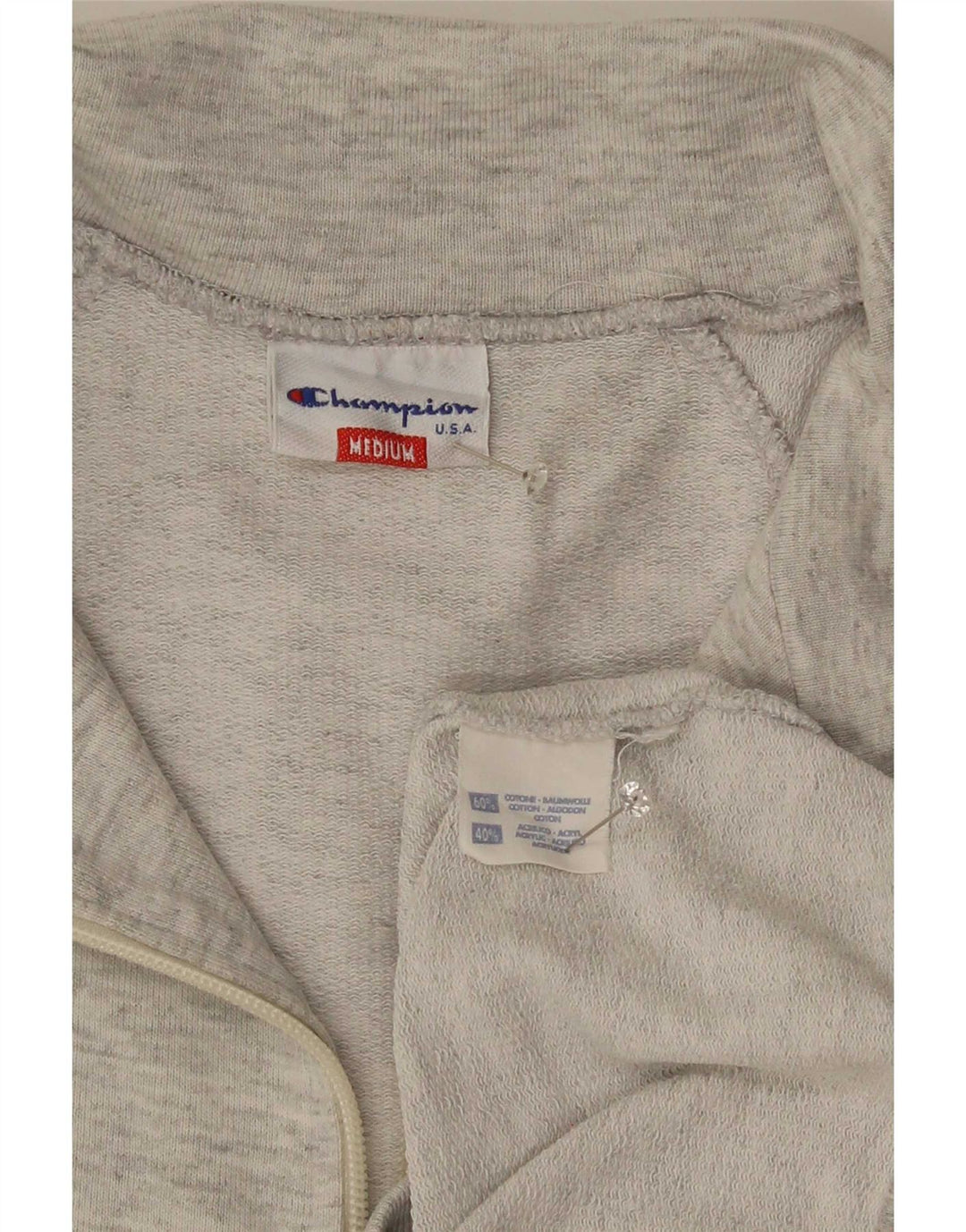 Felpa Champion da uomo con grafica con zip e collo, maglione, colore grigio medio
