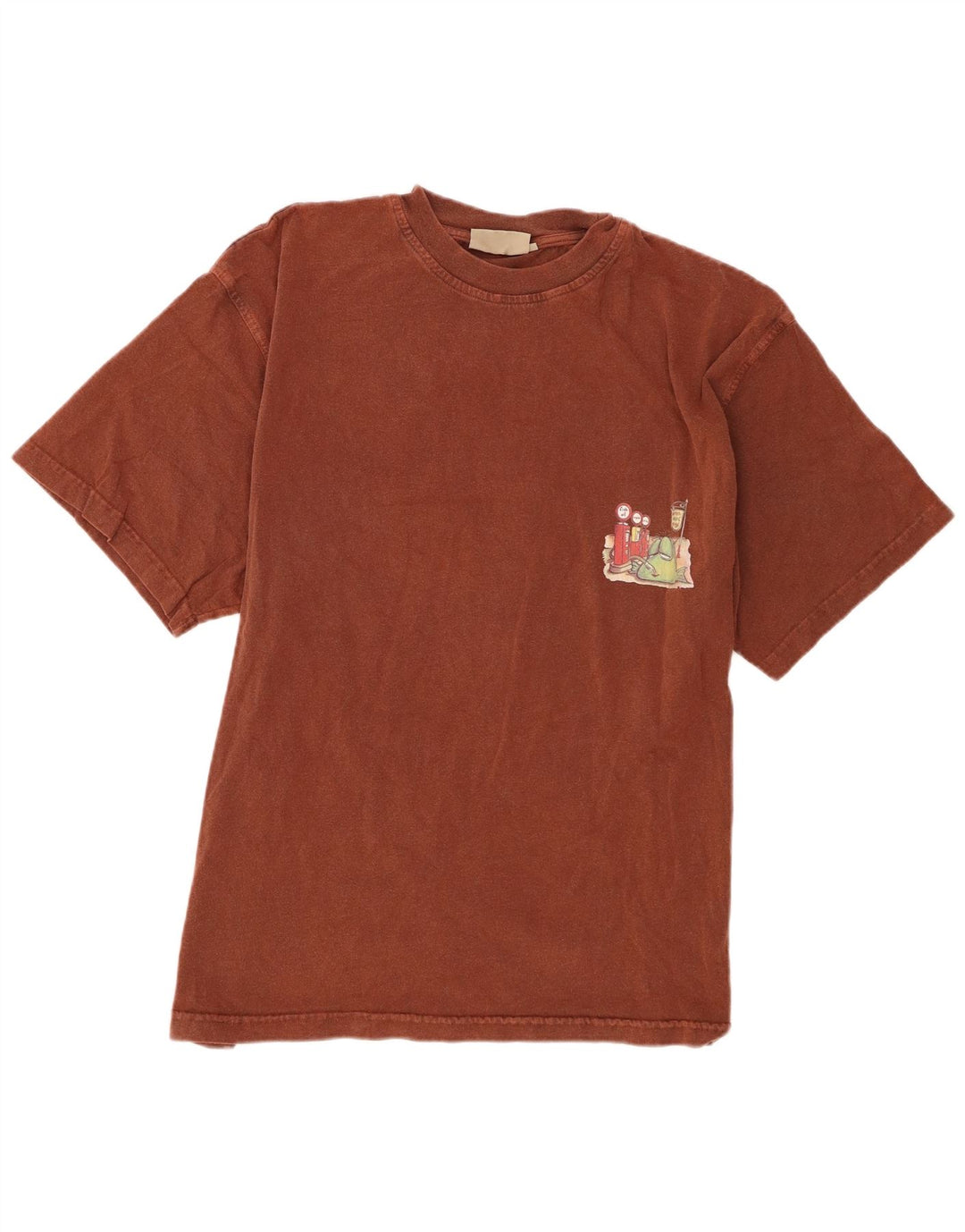 T-shirt grafica da uomo Weird Fish Top XL in cotone marrone
