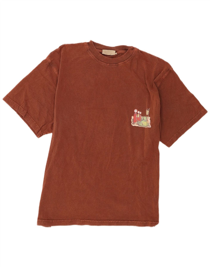 T-shirt grafica da uomo Weird Fish Top XL in cotone marrone