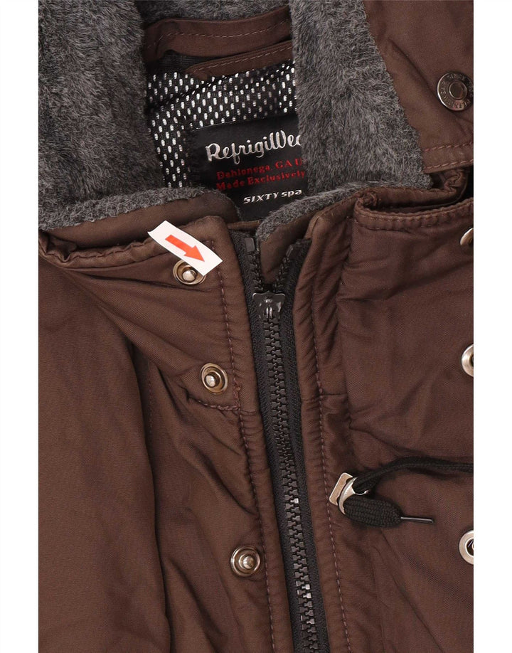 Refrigiwear Giacca a vento con cappuccio da uomo UK 38 Marrone medio Poliammide