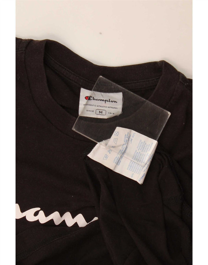 T-shirt grafica da uomo Champion Top in cotone nero medio