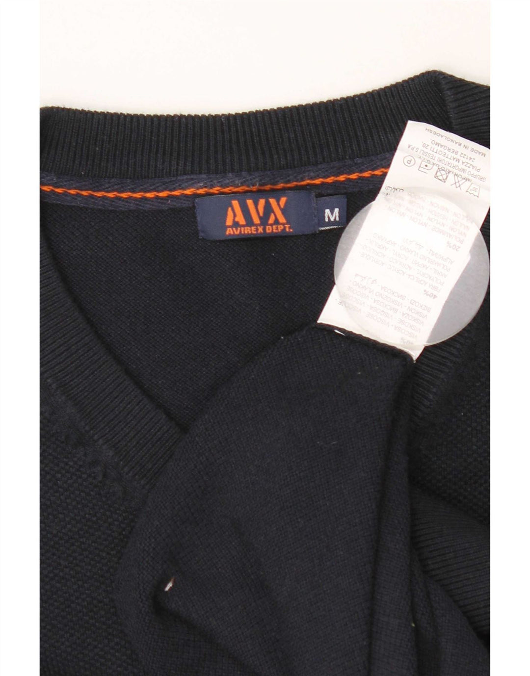 Maglione da uomo con scollo a V Avirex in viscosa media blu navy