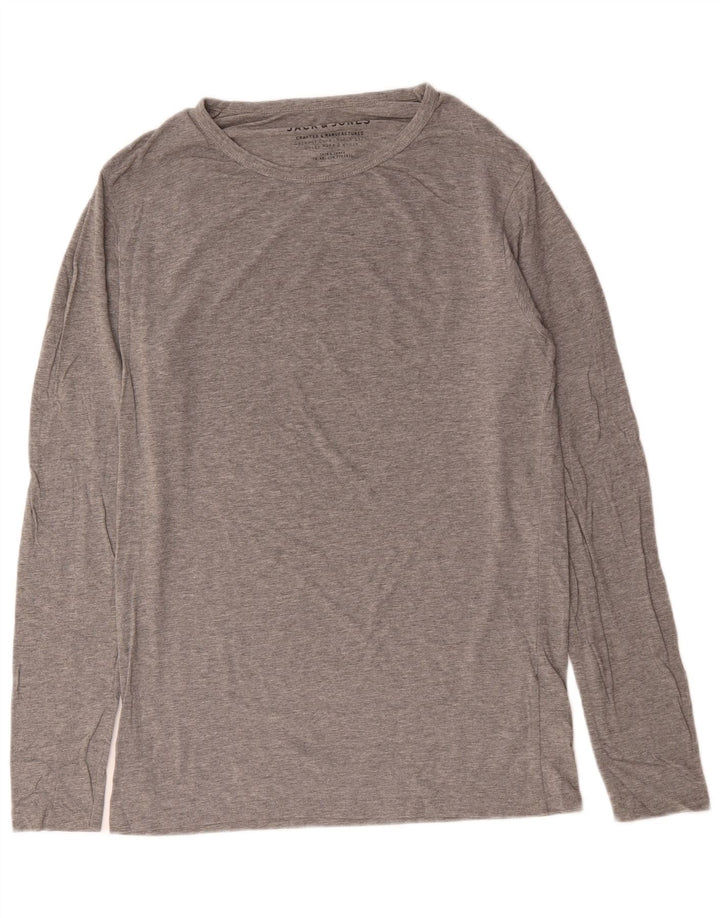 Jack & Jones Top da uomo a maniche lunghe in cotone grigio grande