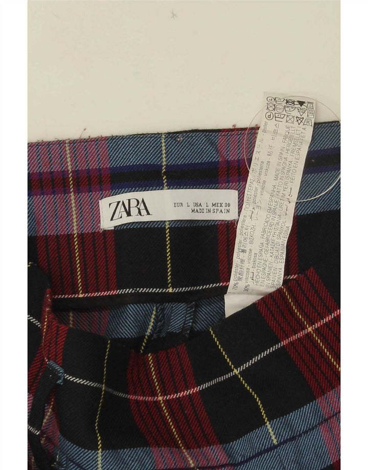 Pantaloni corti affusolati Zara da donna grandi W30 L25 poliestere a quadri rossi