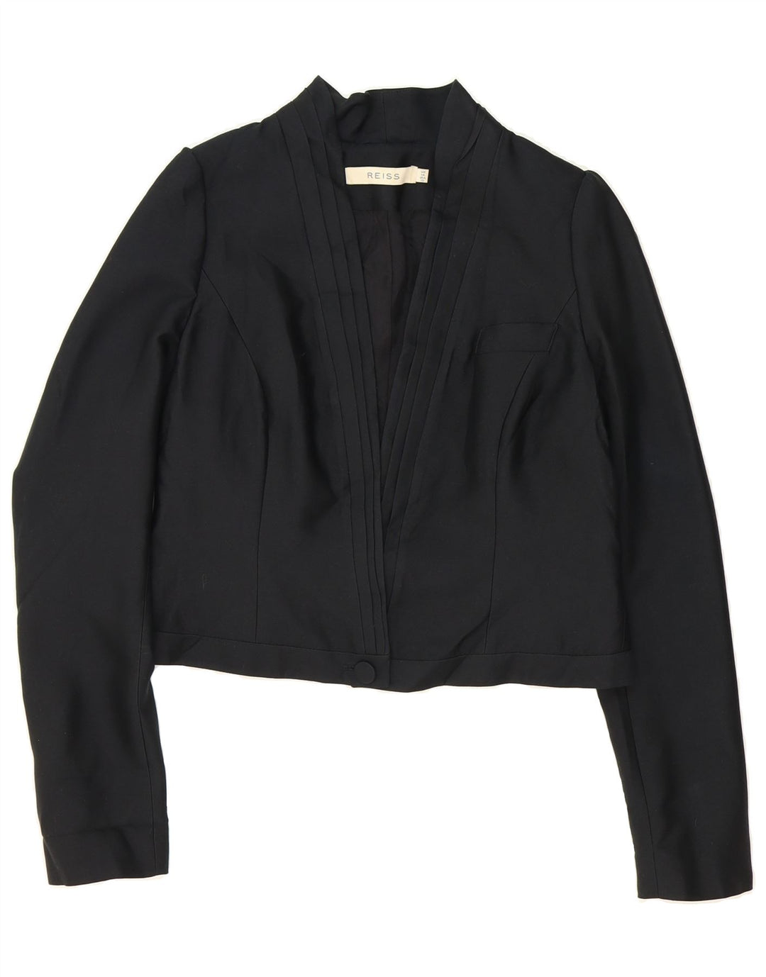 REISS Womens Crop 1 Button Blazer Jacket UK 14 Medium Black Vintage Reiss and Second-Hand Reiss from Messina Hembry 