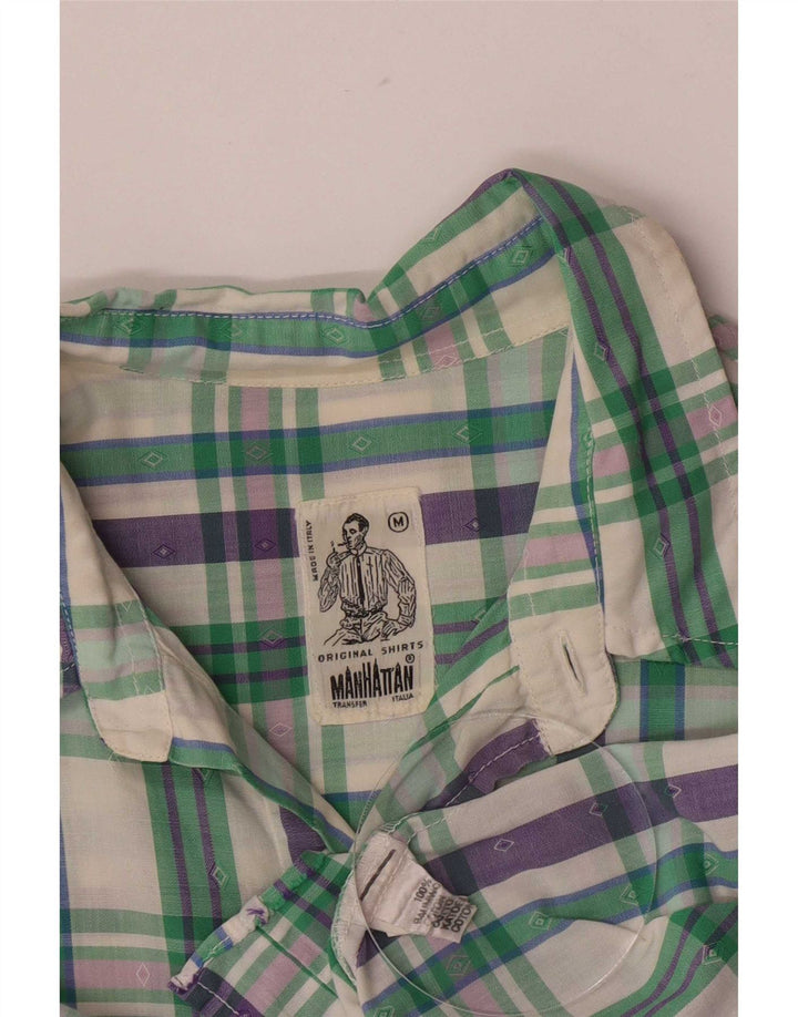 Camicia da uomo Manhattan cotone a quadri verde medio