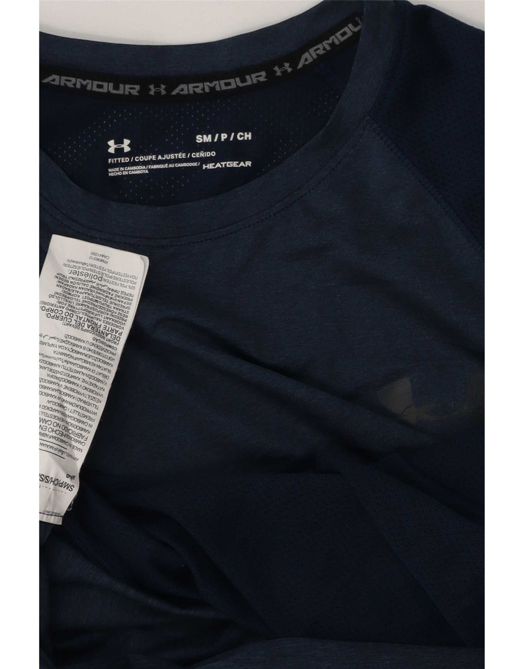 Maglietta Under Armour da uomo Heat Gear Top piccola in poliestere blu navy