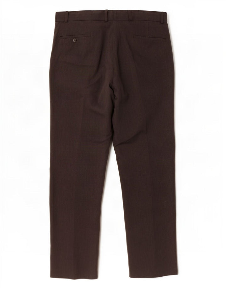Pantaloni da abito con pegging da uomo Marks & Spencer W44 L31 poliestere marrone