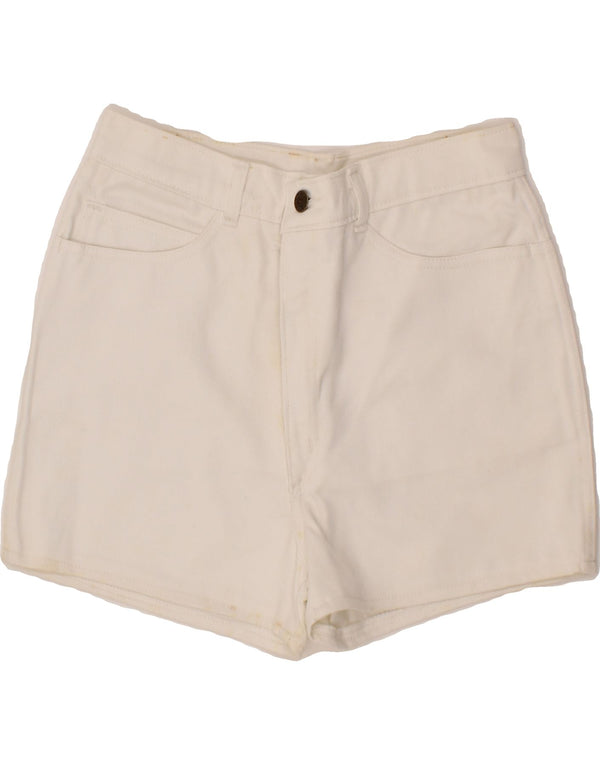 VINTAGE Womens High Waist Denim Shorts IT 48 XL W28  White