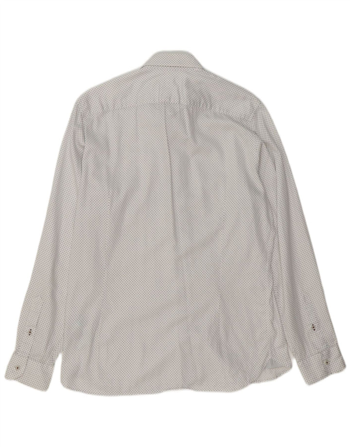 TED BAKER Mens Shirt Size 4 Large White Spotted Cotton