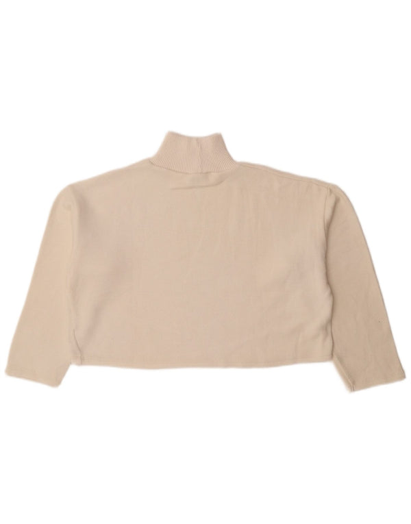 Maglione corto oversize con collo dolcevita da donna Zara UK 10 piccolo bianco sporco