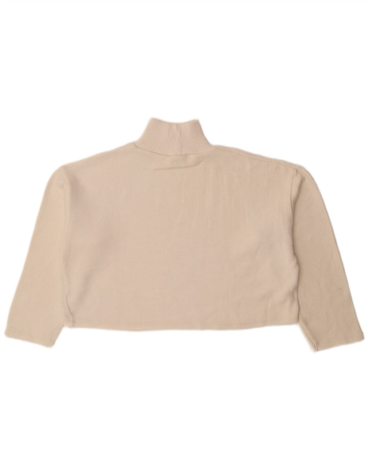 Maglione corto oversize con collo dolcevita da donna Zara UK 10 piccolo bianco sporco