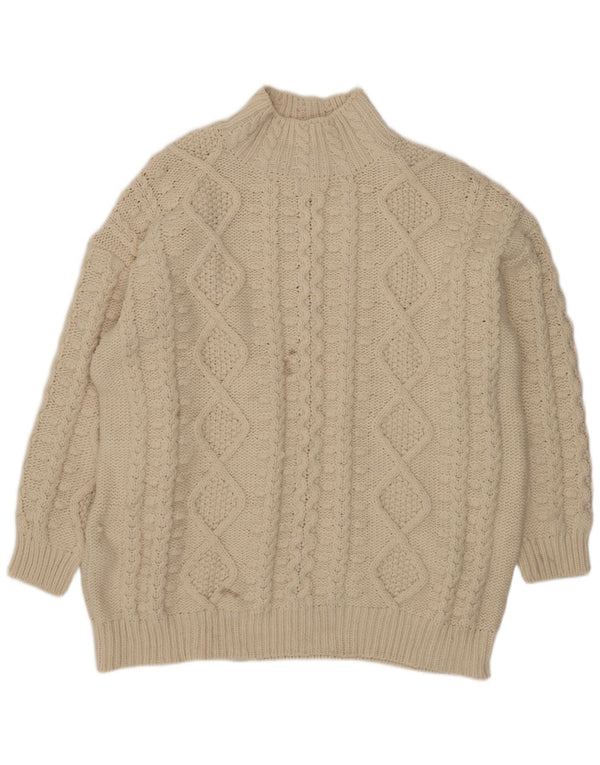 Maglione maglione oversize con collo dolcevita da donna Zara UK 16 grande beige