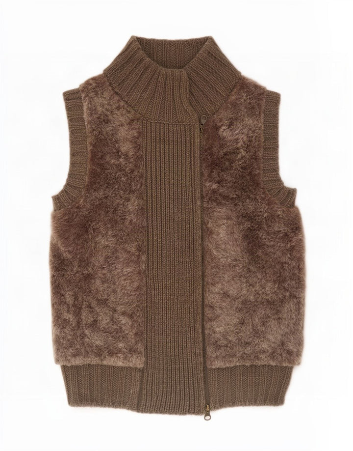 Massimo Dutti Maglione cardigan da donna UK 12 Colorblock color kaki medio