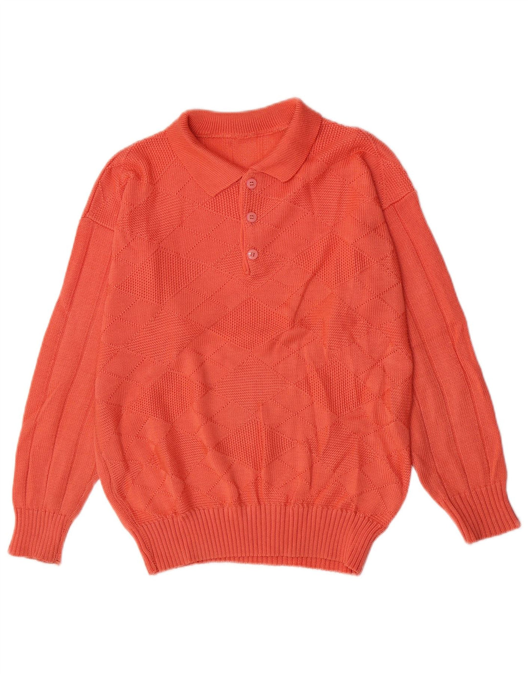 Maglione vintage da uomo con collo alto, piccolo arancione a rombi/diamante