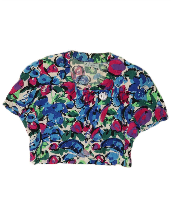 Camicetta corta da donna vintage IT 42 floreale multicolore medio