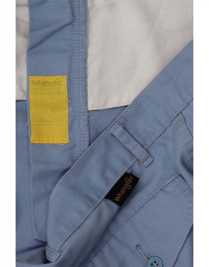 WRANGLER Mens Straight Chino Trousers W40 L30 Blue Polyester Vintage Wrangler and Second-Hand Wrangler from Messina Hembry 