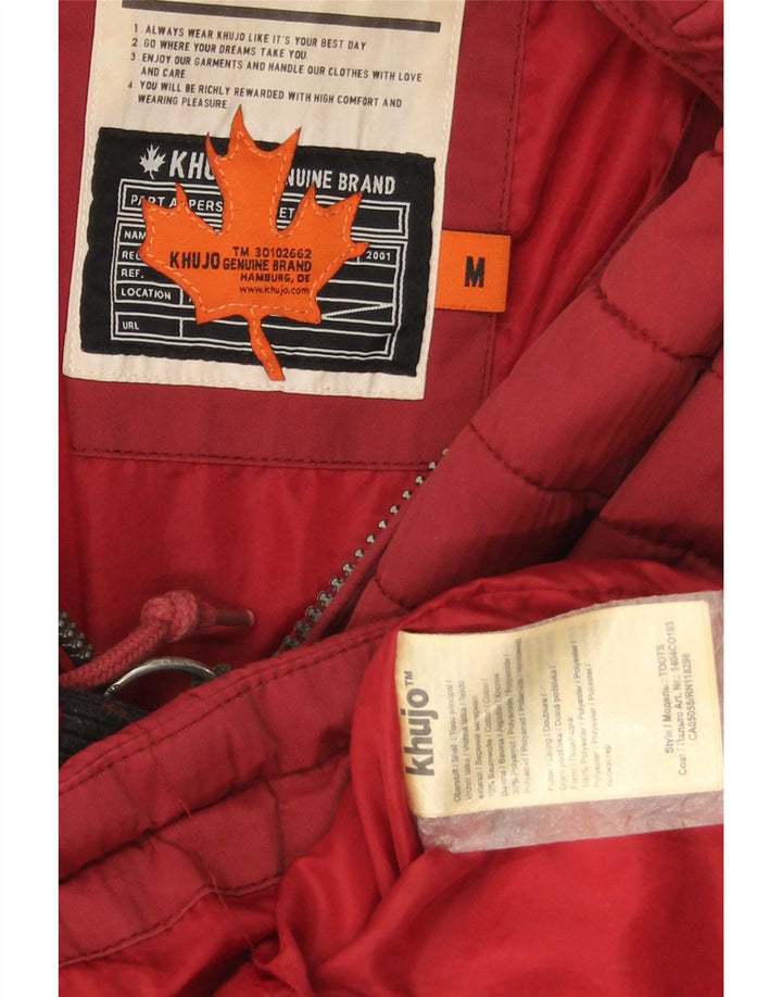 Cappotto imbottito con cappuccio da donna KHUJO UK 14 cotone rosso medio