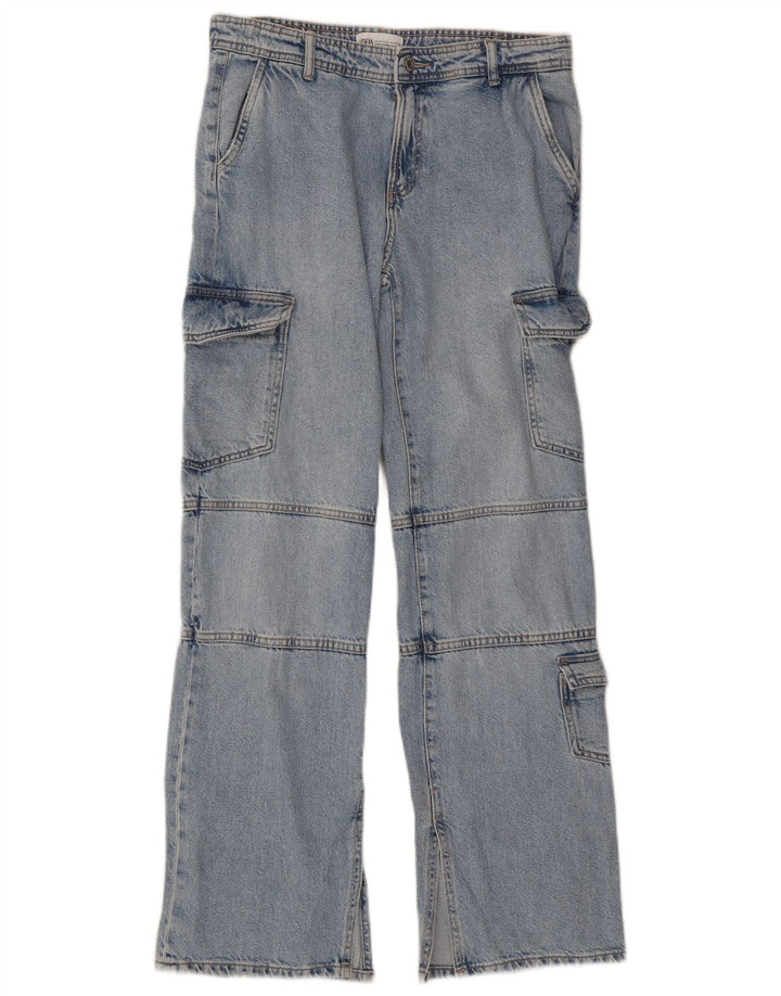 Jeans dritti cargo da donna Zara EU 38 piccoli W32 L32 blu
