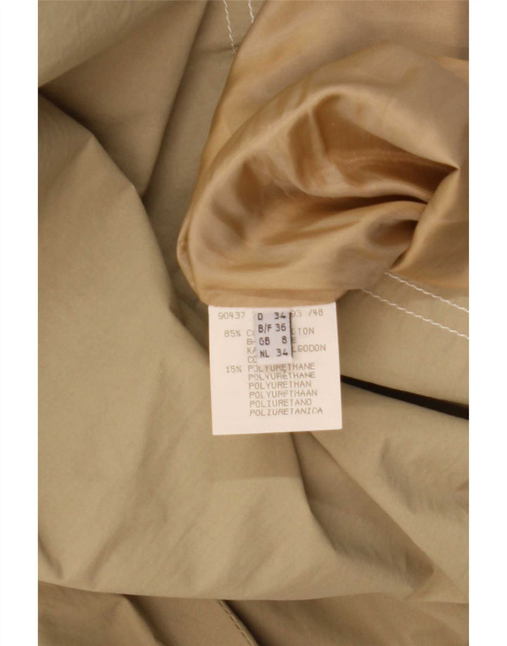 Giacca parka oversize con cappuccio da donna vintage UK 8 piccola in cotone beige