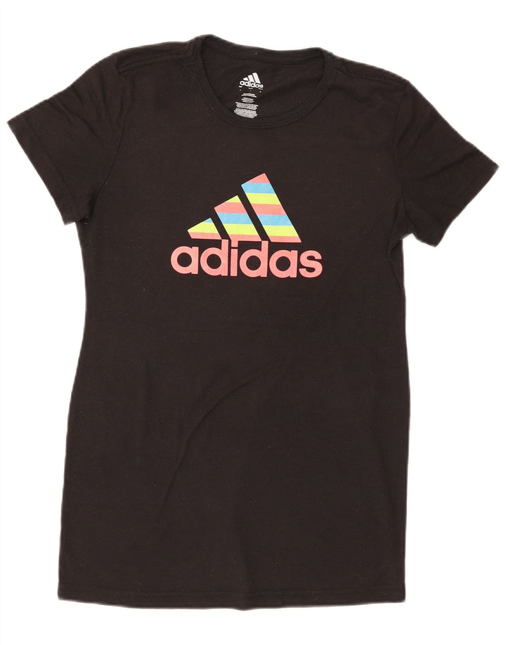 T-shirt grafica da donna ADIDAS Top UK 14 grande poliestere nero