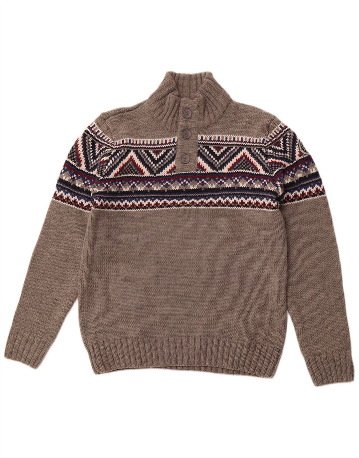 Maglione da uomo SOUTHERN con collo a bottoni 2XL Acrilico Fair Isle grigio
