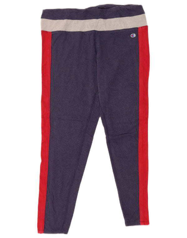Leggings corti da donna Champion UK 14 Large in cotone color block blu navy
