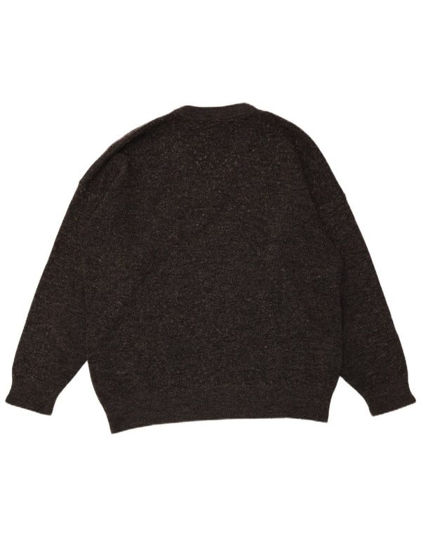 LACOSTE Maglione da uomo con scollo a V taglia 6 XL in lana grigia